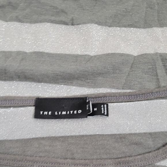 The Limited Women’s M Gray Metallic Stripe Long Sleeve Holiday 2006 Shimmer Top - Picture 6 of 10